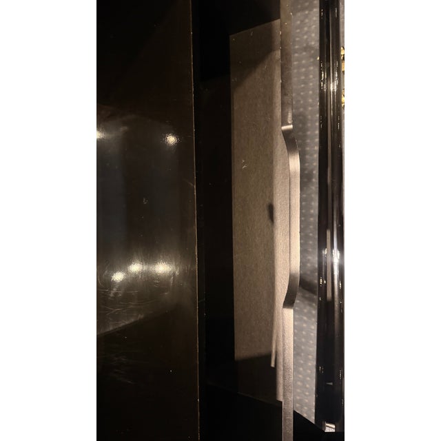 Vintage Broyhill Asian Modern Black Lacquer Armoire With Brass Hardware For Sale - Image 11 of 12