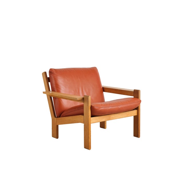 Brutalist Lounge Chair in Oak and Leather by Tage Poulsen, Denmark, 1970s For Sale - Image 16 of 16
