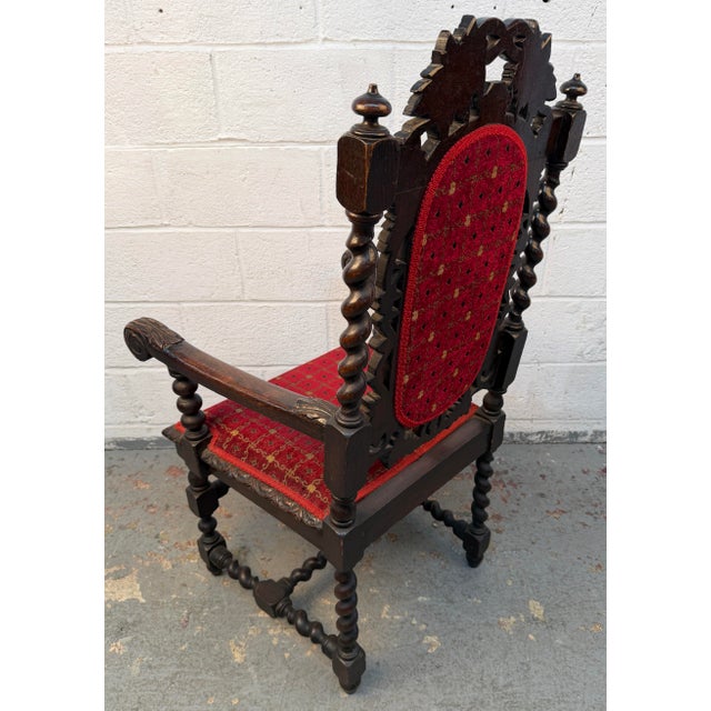 Wood Renaissance Revival Hand Carved Oak Dining Chairs For Sale - Image 7 of 17
