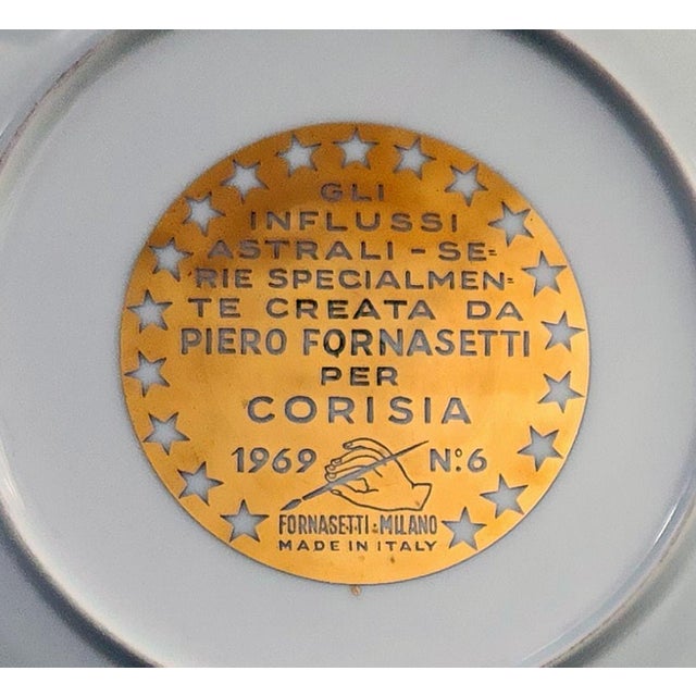 The Golden Maiden: Fornasetti's "Gli Influssi Astrali" Virgo Plate A spectacular piece of highly collectible mid-century...