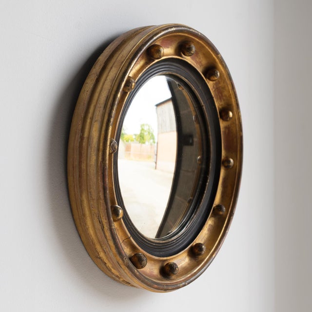 Traditional Antique Regency Gilt Convex Wall Mirror, Early 19Th Century For Sale - Image 3 of 9