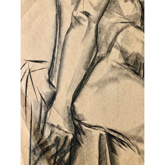 1950s Mid-Century Charcoal Cubist Female Nude For Sale - Image 5 of 12