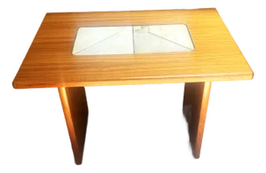 1970s Scandinavian Modern Teak Rectangular Side End Table Tile Insert by Gangso Mobler