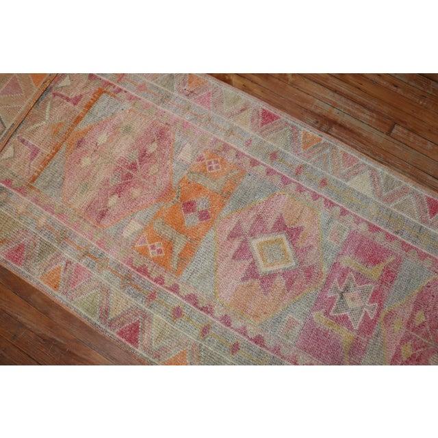 Traditional Late 20th Century Long Pastel Turkish Anatolian Geometric Runner - 2'10" x 21'7" For Sale - Image 3 of 6