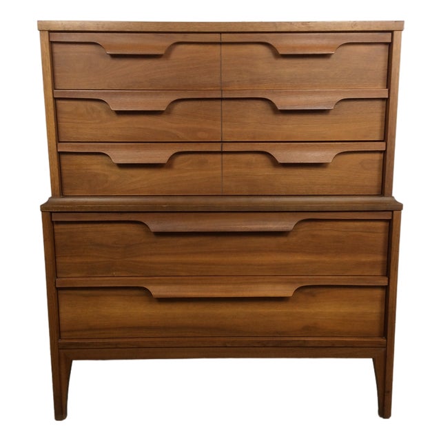 Mid Century Modern Five Drawer Highboy by Johnson Carper For Sale