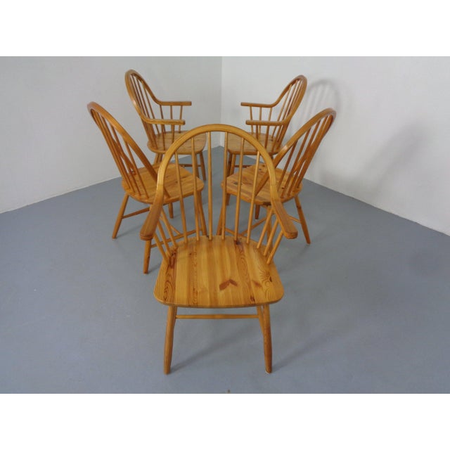 Danish Pine Chairs an Armchairs by Erik Ole Jørgensen for Tarm Stole Møbelfabrik, 1960s, Set of 5 For Sale - Image 10 of 18