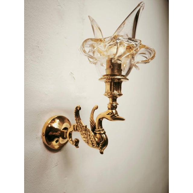 Swan Wall Lamp with Murano Glass, 1970s For Sale - Image 11 of 13