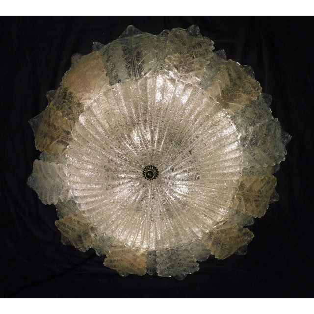 Glass 1960s Clear and Amber Graniglia Murano Flush Mount For Sale - Image 7 of 7