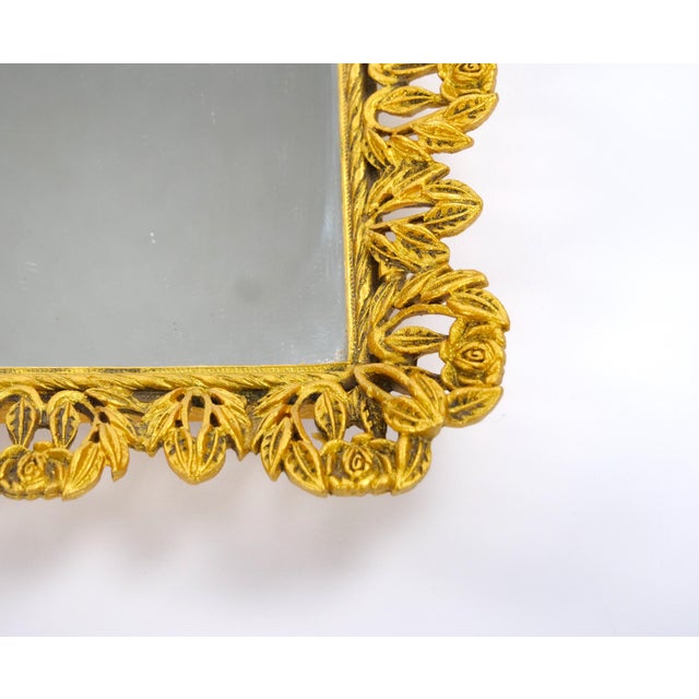 North American Gilt-Metal and Mirrored Vanity or Serving Tray, 1970s For Sale In New York - Image 6 of 10