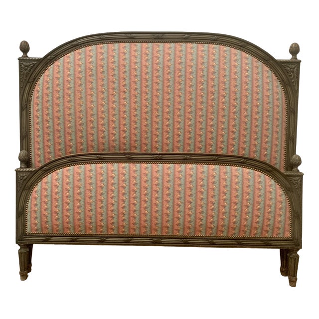 Louis XVI Style Bed in Patinated Beechwood, 1900s For Sale