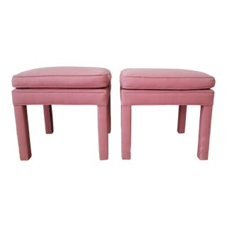 Parsons Ottomans in the Style of Milo Baughman - A Pair For Sale