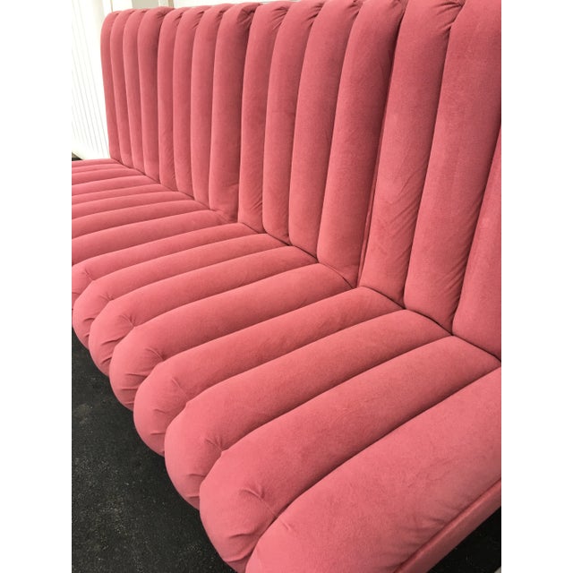 Pink Modern Chrome and Pink Channel Back Dining Chairs, Design Institute America 1980 For Sale - Image 8 of 11