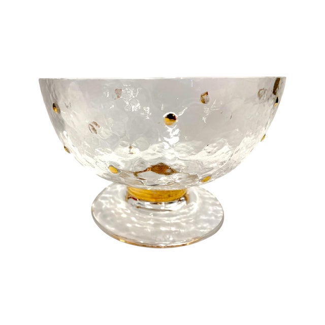 1990s Stephen Smyers Signed Morocco Gold Hobnail Art Glass Footed Serving Bowl For Sale - Image 4 of 12