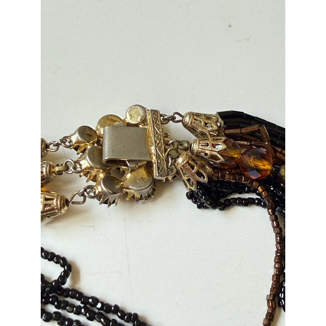 Glass Vintage Signed Alice Caviness Multi-Strand Art Glass Bib Necklace & Earring Set, 3 Pieces For Sale - Image 7 of 10