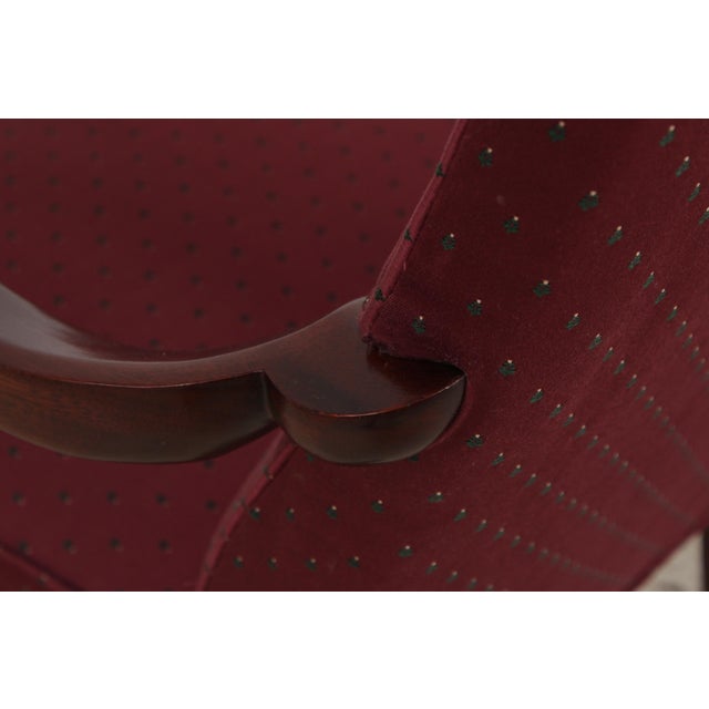Pair of Hickory Chair Co Mahogany Queen Anne Upholstered Chairs For Sale - Image 14 of 17