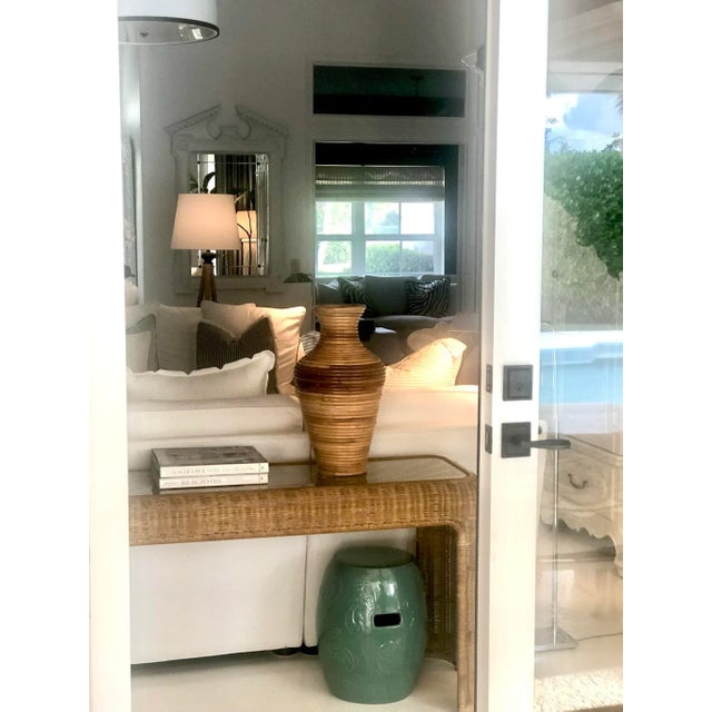 Vintage Coastal Split Reed Rattan Vase For Sale - Image 4 of 9