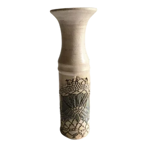 Vintage Brutalist Hand Thrown Textured Pottery Signed Vase