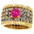 Bochic “Orient” African Ruby & Blue Sapphire Band Ring Set In 18 K Gold & Silver, Size 7.5 For Sale