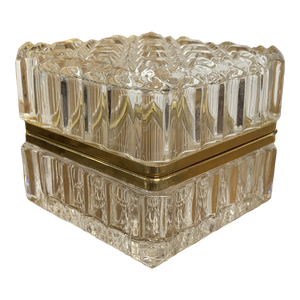 1940s Brass Hinged Cut Lead-Crystal Dresser Box