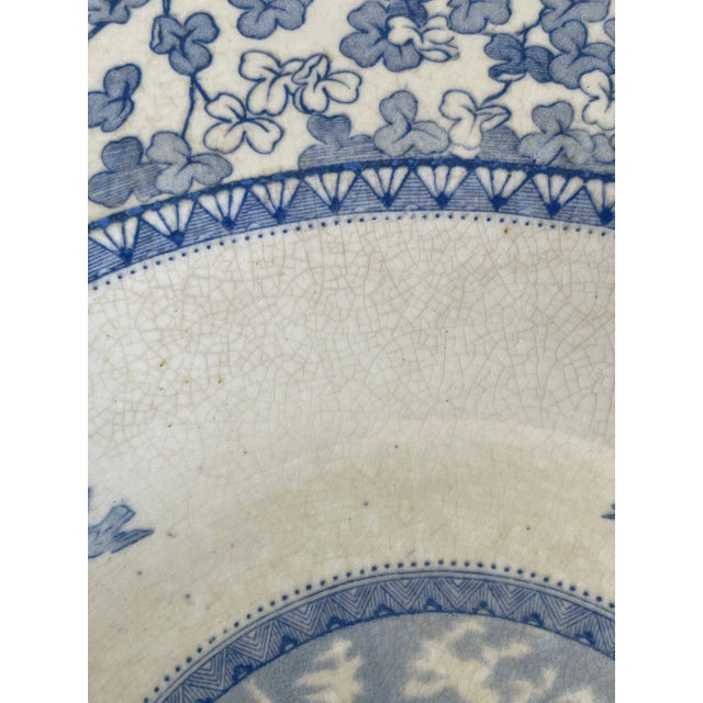 Cornflower Blue Antique Staffordshire Blue and White Ironstone "Woodland" Bowl by William Brownfield & Sons For Sale - Image 8 of 12