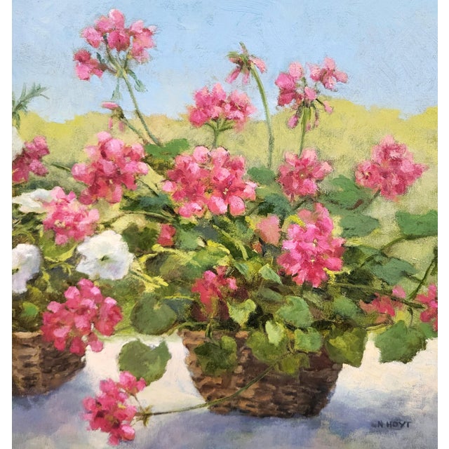 Mid 20th Century Vintage American 20th C Framed Oil Painting Martha's Vineyard Flowers Still Life For Sale - Image 5 of 15