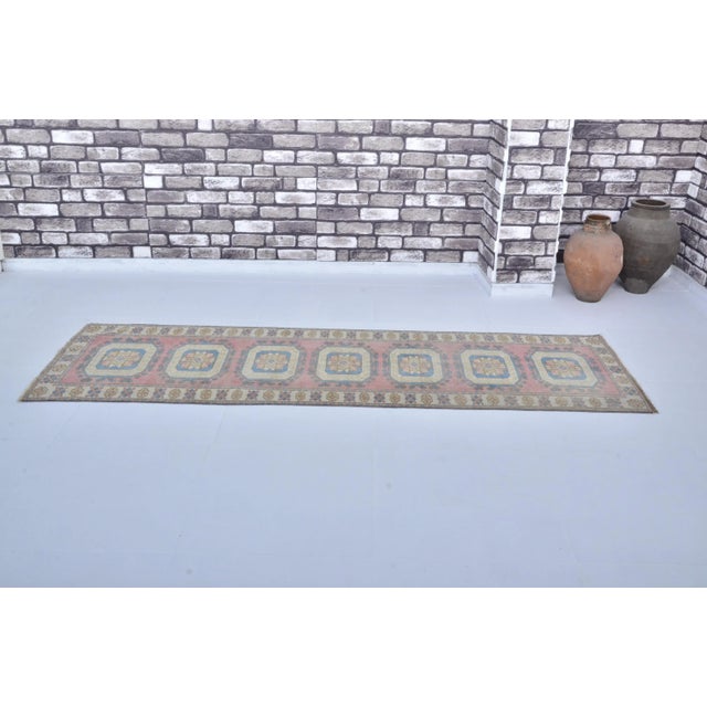1960s Hand Knotted Muted Oushak Runner For Sale - Image 11 of 11