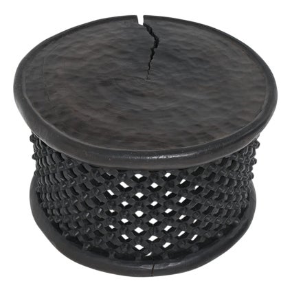Hand Carved Round Black Coffee Table, Cameroon, Africa For Sale