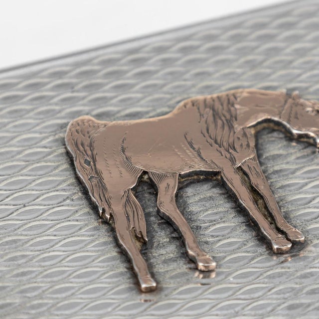 Silver Cigarette Box & Matchbox with Gold Horse Detail from Hermes, 1960s, Set of 2 For Sale - Image 9 of 17