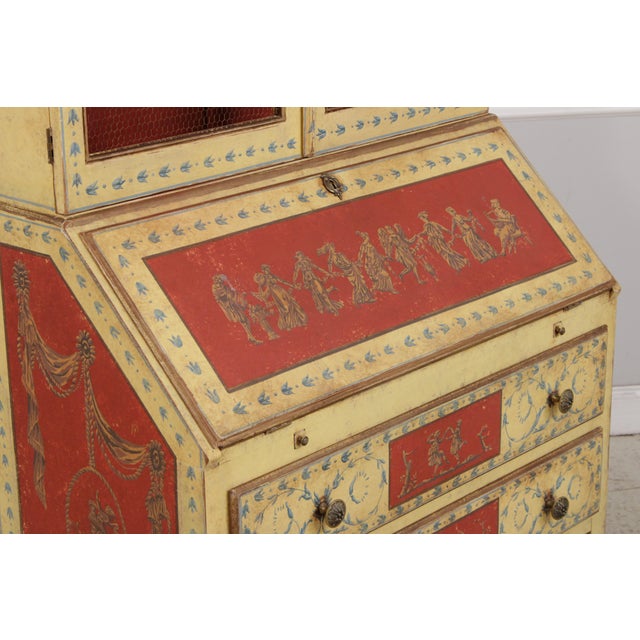 Vintage Italian Neoclassical Paint Decorated Secretary Desk For Sale - Image 13 of 18