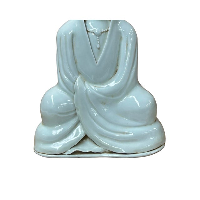 White Dehua Blanc De Chine White GuanYin Bodhisattva Porcelain Statue For Sale - Image 8 of 10