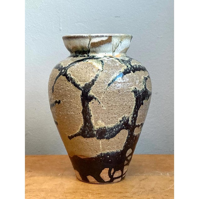 Vintage Abstract Glazed Ceramic Vase For Sale - Image 9 of 12