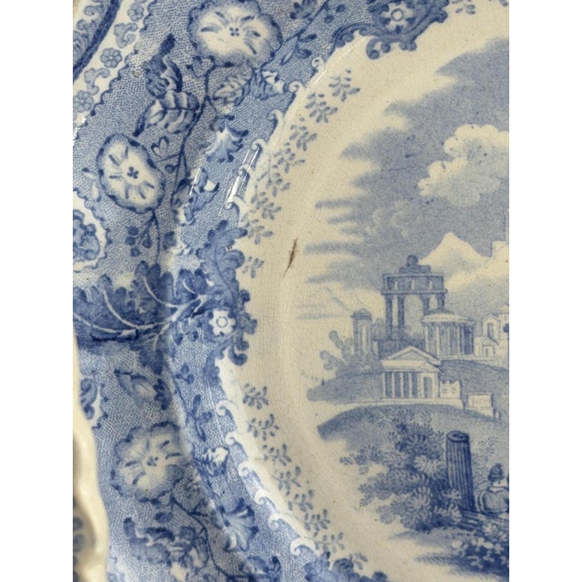 Ceramic Blue Acropolis Transferware Plates, Set of 3, England, 9.4in, Set of 3 For Sale - Image 7 of 12