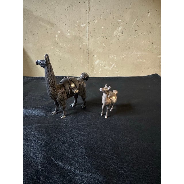 Pair of Sterling Silver (Marked 925) Peruvian Llama Figurine For Sale - Image 4 of 9