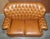 Small Wide Tan Leather Tufted Chesterfield Sofa with High Back For Sale - Image 6 of 18