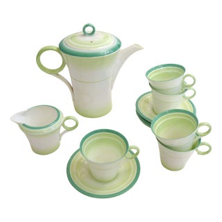 English Art Deco Coffee Service by E. Slater for Shelley Potteries, 1930s, Set of 7 For Sale