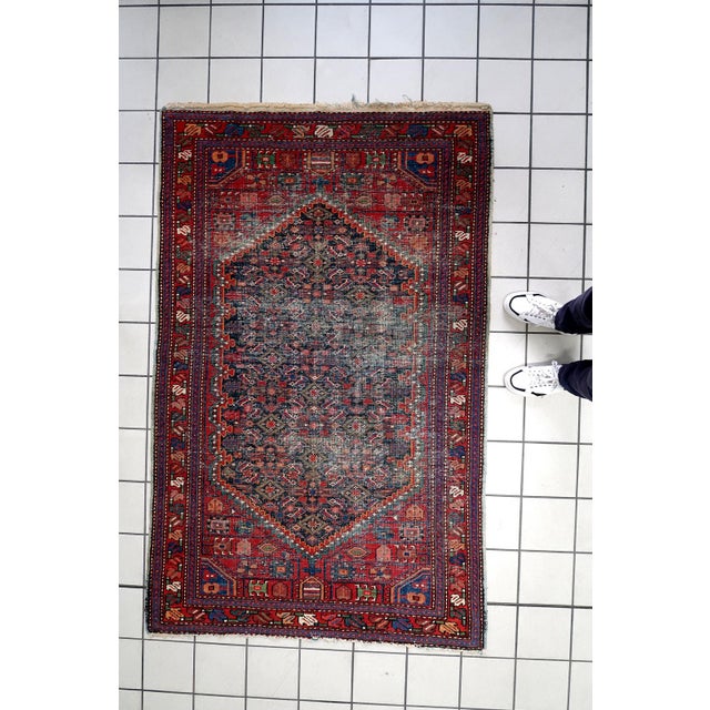 1920s, Antique 1920s Persian Hamadan Rug, Distressed Herati, 4 X 6 For Sale - Image 12 of 13