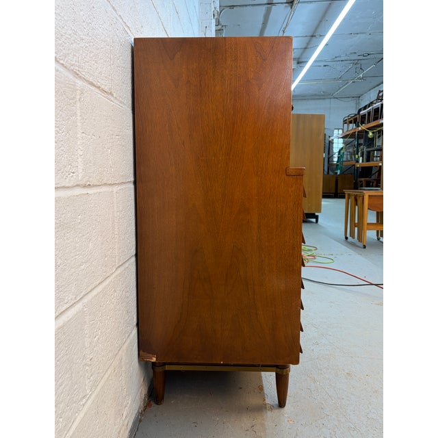 Mid-Century Modern Mid 20th Century Merton Gershun for American of Martinsville "Dania" High-Boy Walnut Dresser For Sale - Image 3 of 14