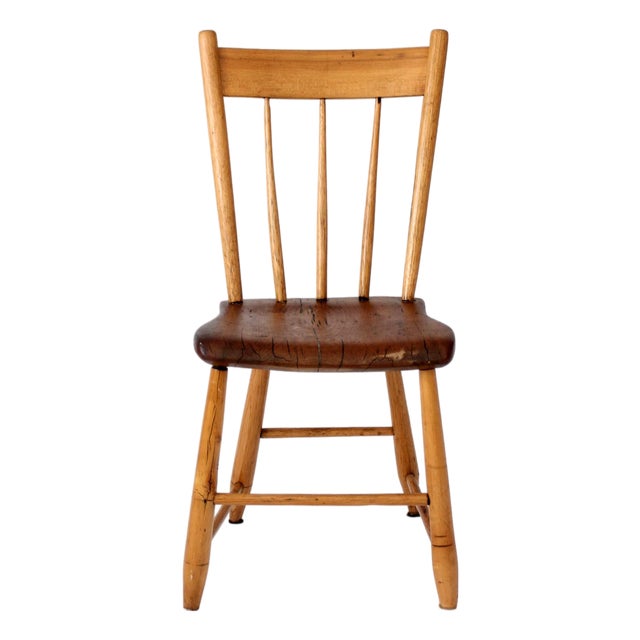 Antique Plank Seat Chair For Sale
