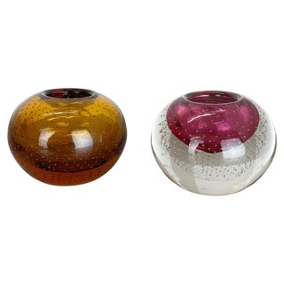 Bubble Structure Ashtrays in Murano Glass, Italy, 1970s, Set of 2 For Sale