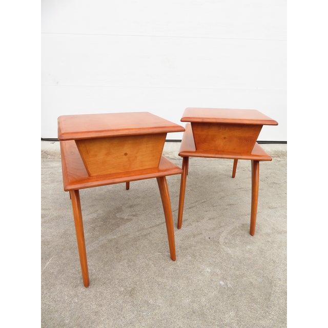 Mid Century Heywood Wakefield Tier Step Side Table Pair For Sale - Image 11 of 15