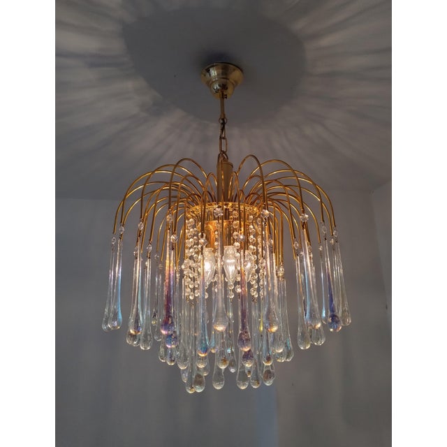 Murano Glass Teardrop Chandelier with Gilded Frame attributed to Paolo Venini, 1970s For Sale - Image 16 of 18