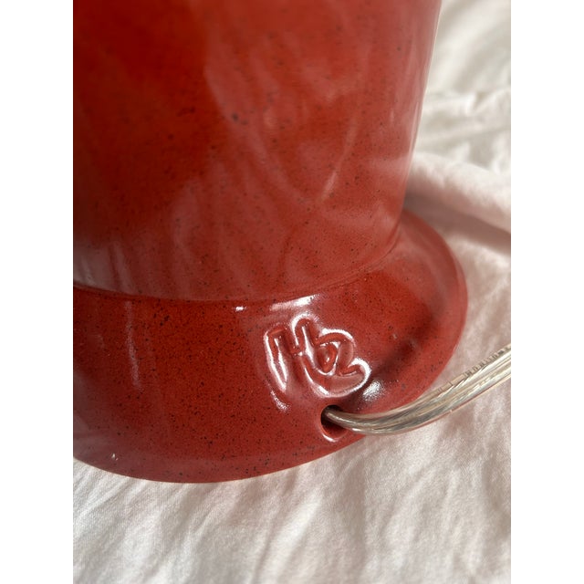 Red Vintage Postmodern Oxblood Ceramic Table Lamp For Sale - Image 8 of 8