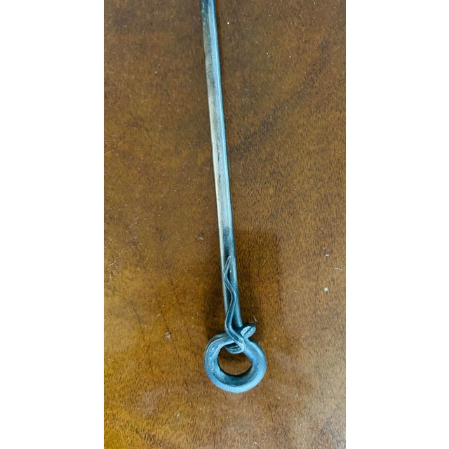 Hand forged LARGE WROUGHT IRON and stainless steel Decorated rat tail LADLE, TASTING SPOON. Very good used condition, 13"...