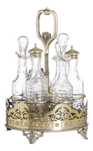 Small Victorian Cruet Set in Shell, 19th Century, Set of 7