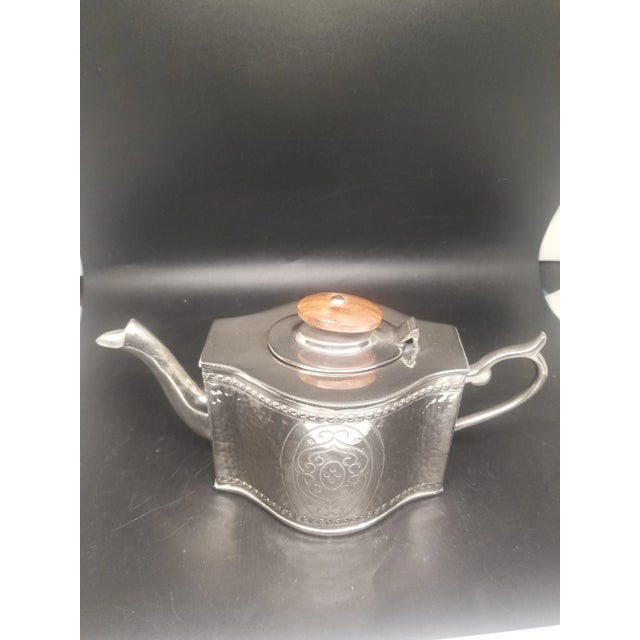 Vintage Metal Teapot, with Teak Handle, India