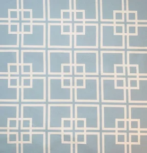 Free Spirit Designer Vicki Payne Aqua & Cream Fretwork Lattice Trellis Fabric Sample