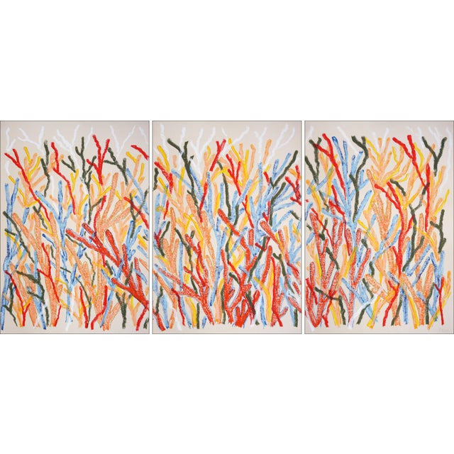 2025, Coral Forest Triptych, Abstract vs Figurative Seascape of Coral Reef Forest on Paper by Romina Milano-Set of 3 For Sale