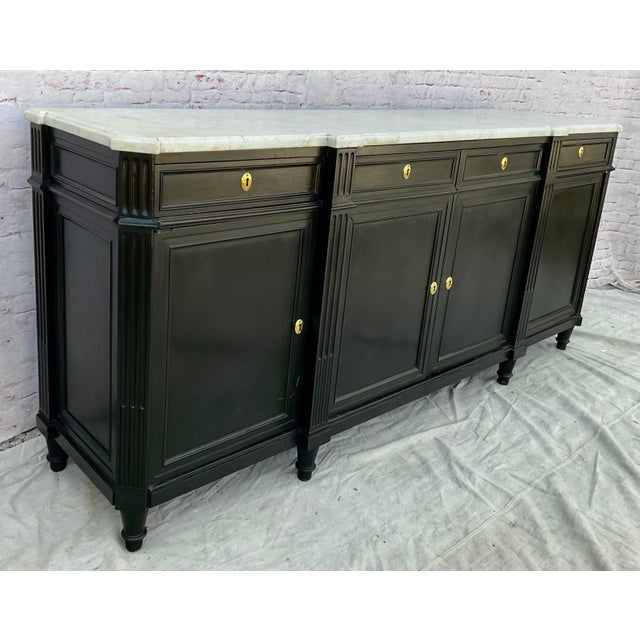 French Louis XVI Painted Sideboard - Enfilade With Marble Top 19th Century For Sale - Image 4 of 13