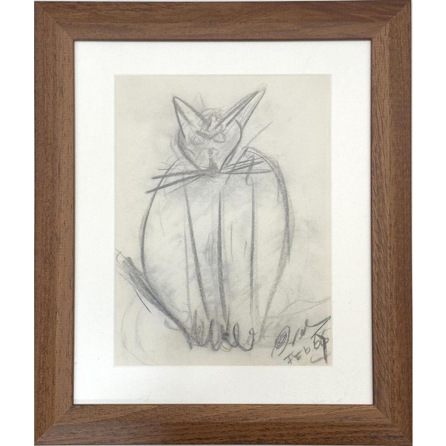 Expressive Cat, 1967, Watercolour on Paper, Framed For Sale - Image 9 of 11