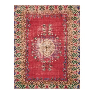 1970s Vintage Handmade Wool Cotton Red Area Rug For Sale